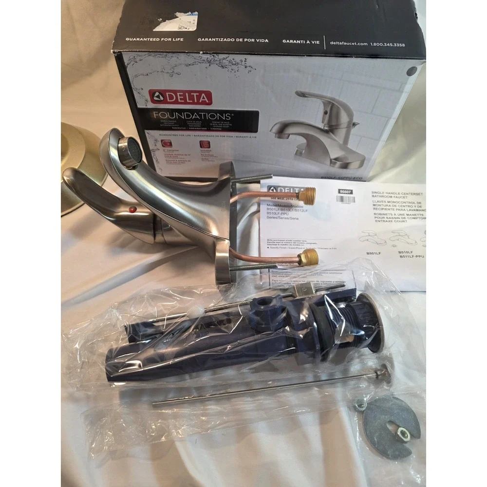 Delta B510LF-SSPPU-ECO Bathroom Faucet Brushed Nickel Single Handle NEW Open Box